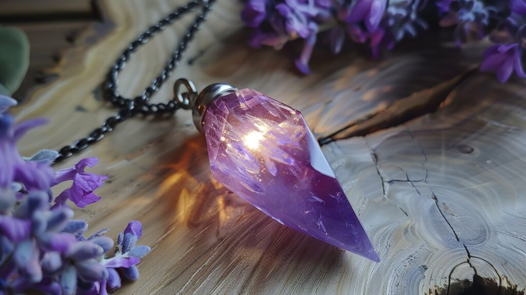 magical purple amethyst crystal pendant pendulum